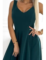 246-5 CINDY dlhé elegantné šaty s výstrihom - ZELENÉ