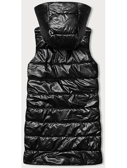 Černá dámská vesta s asymetrickým zipem model 18942021 - J.STYLE