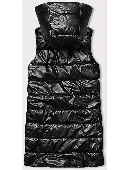 Černá dámská vesta s asymetrickým zipem model 18942021 - J.STYLE Černá dámská vesta s asymetrickým zipem model 18942021 - J.STYLE