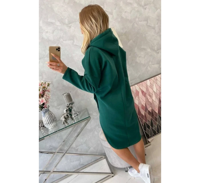 Šaty s kapucňou a bočným rázporkom tmavo zelené