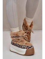 Skórzane Śniegowce Damskie Na Grubej Podeszwie Z Futerkiem Panterka Big Star OO274A208 Brązowe Skórzane Śniegowce Damskie Na Grubej Podeszwie Z Futerkiem Panterka Big Star OO274A208 Brązowe