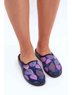 Wygodne Kapcie Damskie W Liście Inblu CU00005F Granatowe