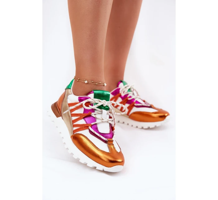 Kožené Polobotky Tenisky Dámské model 21693239 Multicolor - Artiker Kožené Polobotky Tenisky Dámské model 21693239 Multicolor - Artiker