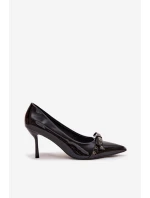 Lakované lodičky s mašlí Černé model 21757621 - Boto