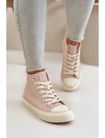 Dámske zateplené tenisky z eko kože Pink Big Star