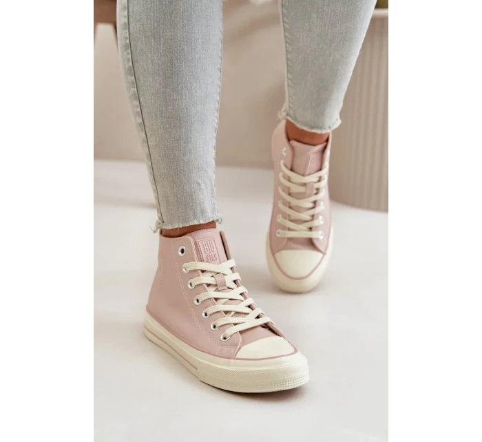 Dámske zateplené tenisky z eko kože Pink Big Star