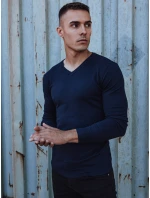 Pánský hladký tmavě modrý svetr s výstřihem Dstreet model 21979992 - FashionStreet Pánský hladký tmavě modrý svetr s výstřihem Dstreet model 21979992 - FashionStreet