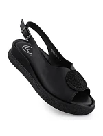 Čierne dámske sandále Filippo DS6984 na platforme so zirkónmi