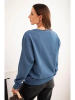 Dámska bavlnená mikina s okrúhlym výstrihom basic blue