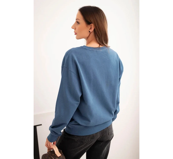 Dámska bavlnená mikina s okrúhlym výstrihom basic blue