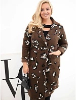 Dámský elegantní kabát Plus Size s klopami leopardí hnědý Dámský elegantní kabát Plus Size s klopami leopardí hnědý