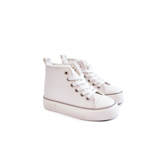 Dziecięce Wysokie Trampki Na Suwak Big Star KK374227 Białe Dziecięce Wysokie Trampki Na Suwak Big Star KK374227 Białe