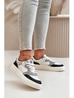 Damskie Niskie Sneakersy Z Eko Skóry Big Star OO274028 Biało-Szare