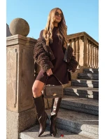 Dámské kozačky nazouvací na jehlovém podpatku s čokoládové model 21770311 - Boto Dámské kozačky nazouvací na jehlovém podpatku s čokoládové model 21770311 - Boto