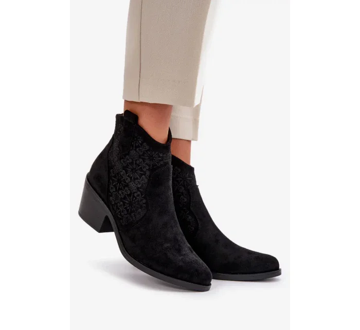 Acorn členkové topánky Kovbojské topánky na zips Eco Suede Black S.Barski