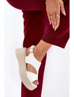 Dámske sandále na platforme 5227 Ecru s béžovou - Ideálna obuv Dámske sandále na platforme 5227 Ecru s béžovou - Ideálna obuv