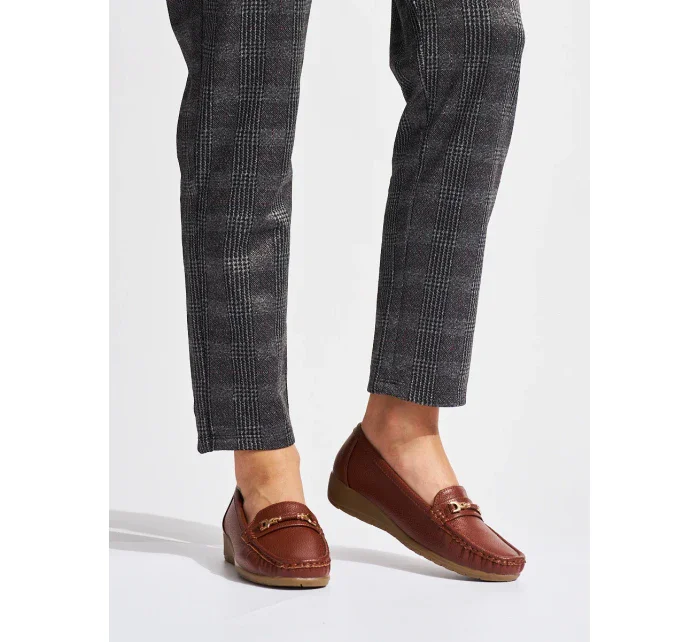 Jedinečné hnedé dámske mokasíny na klin Jedinečné hnedé dámske mokasíny na klin