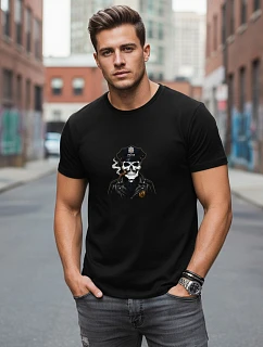 Pánske bavlnené tričko s potlačou čierne FashionStreet NX0128R