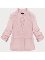 Tenká bunda s volánovými rukávmi špinavo ružová (22-356)