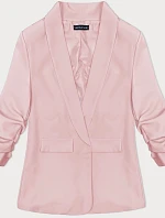 Tenká bunda s volánovými rukávmi špinavo ružová (22-356)