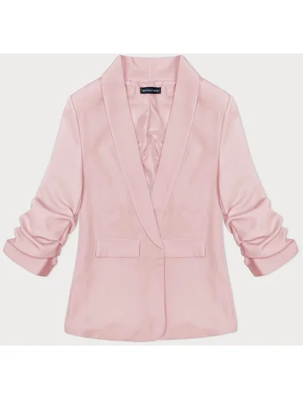 Tenká bunda s volánovými rukávmi špinavo ružová (22-356)