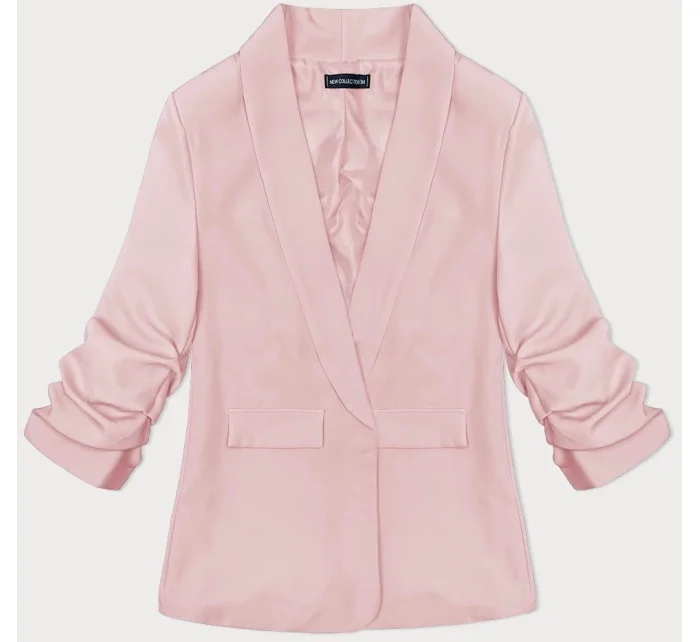 Tenká bunda s volánovými rukávmi špinavo ružová (22-356)