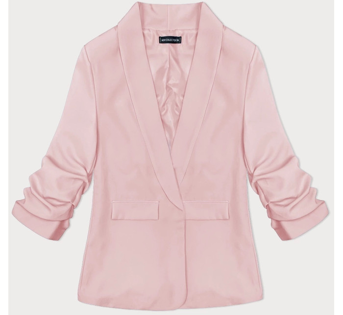 Tenká bunda v špinavej ružovej farbe s volánovými rukávmi (22-356)