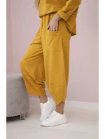 Bavlnená mikina nohavice set horčica Bavlnená mikina nohavice set horčica