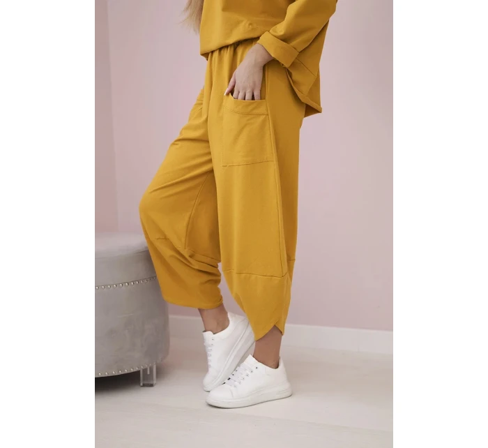 Bavlnená mikina nohavice set horčica Bavlnená mikina nohavice set horčica