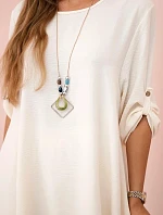 Súprava blúzka + nohavice s príveskom svetlo béžová