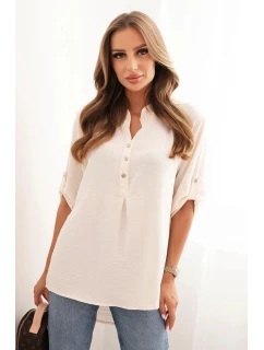 Blúzka s dlhšou zadnou časťou svetlo béžová