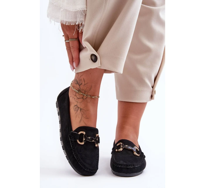 Kožené Dámské Mokasíny S Ozdobou Černé model 21629463 - Boto