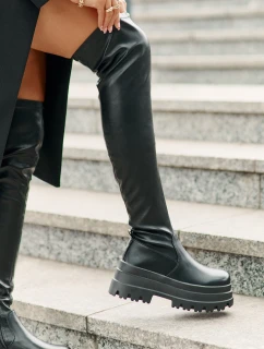 Kozačky Po Kolena Na Masivní Platformě Černé model 21677343 - Boto