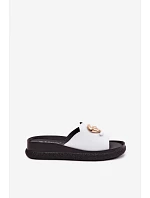 Kožené pantofle s ozdobným detailem S.Barski KV61-6046 Bílá