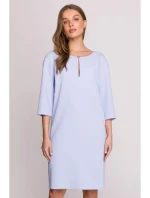 šaty s výstřihem s světle modré model 20966091 - STYLOVE šaty s výstřihem s světle modré model 20966091 - STYLOVE