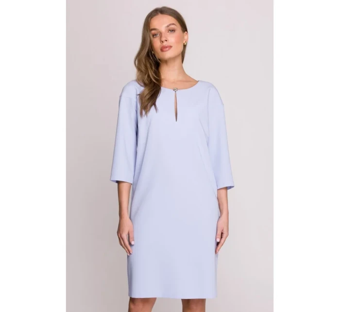 šaty s výstřihem s světle modré model 20966091 - STYLOVE šaty s výstřihem s světle modré model 20966091 - STYLOVE