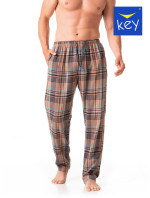 Pánské pyžamové kalhoty  B23 hnědé káro  model 19412516 - Key