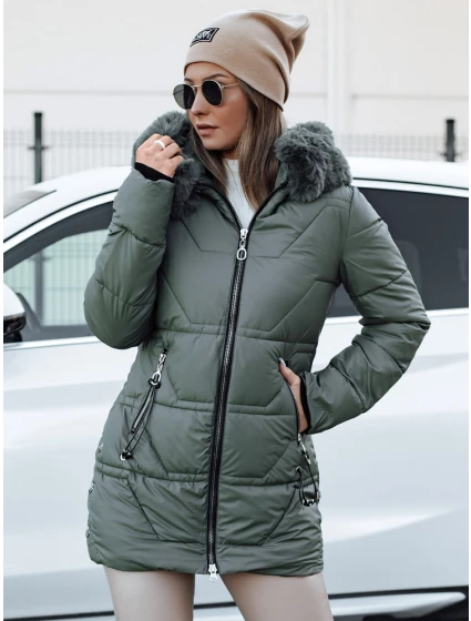 Dámská zimní bunda s kapucí zelená Dstreet model 21981542 - FashionStreet