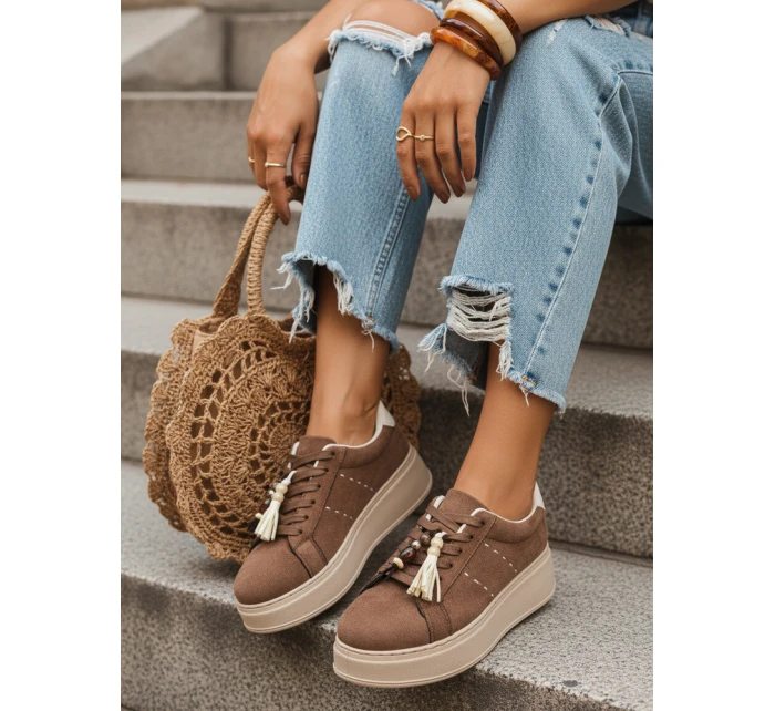 FashionStreet hnedé dámske tenisky ZY1413