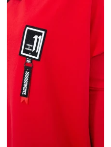 Oversize mikina s asymetrickými bokmi červená