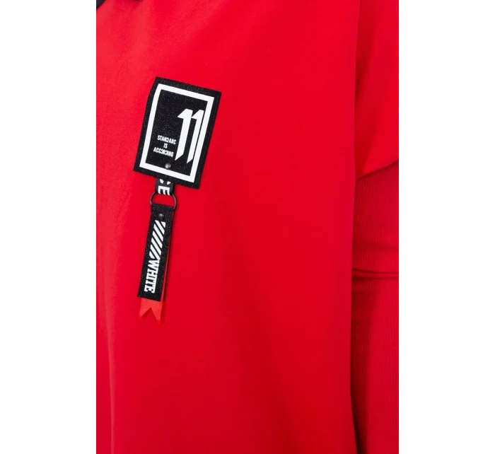 Oversize mikina s asymetrickými boky červená Oversize mikina s asymetrickými boky červená