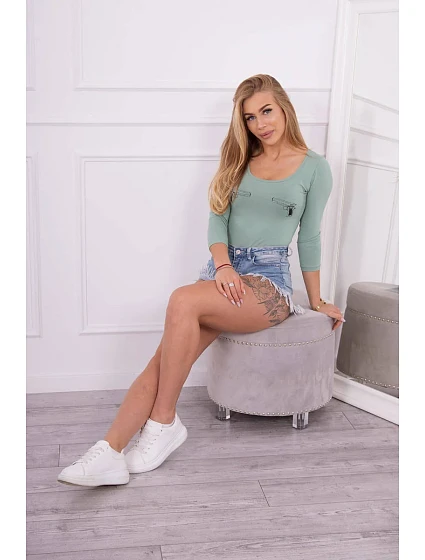 model 18746494 body s potiskem pistole tmavě mátové barvy - K-Fashion
