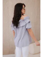 Španělská halenka s ozdobným volánem šedý