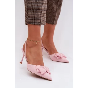Dámské sandály na podpatku s mašlí Růžové Hestia