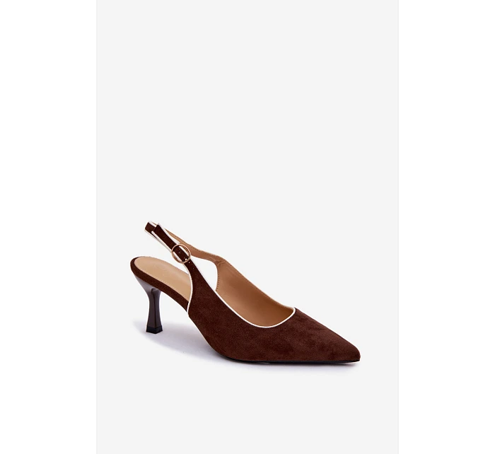 Dámské sandály na podpatku s lemovkou Čokoládové Relmira