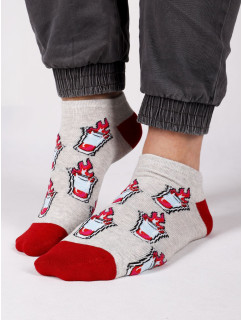 Yoclub členok Funny bavlnené ponožky vzor 3 farby šedá