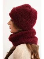 Dámska súprava čiapky a šálu bordová - K-Fashion