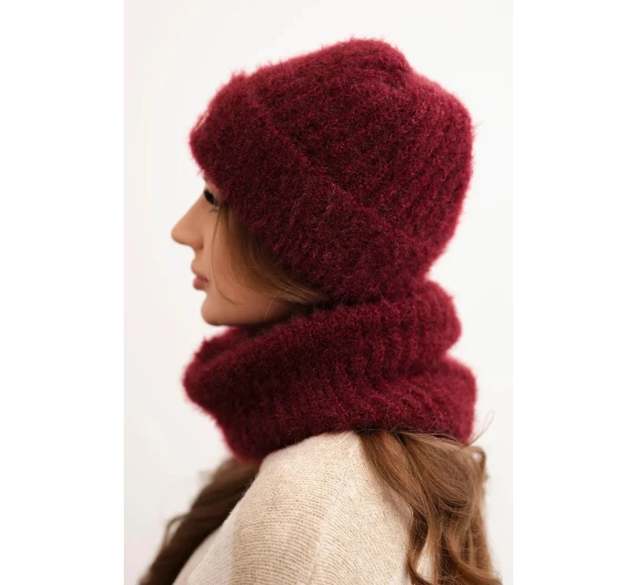 Dámska súprava čiapky a šálu bordová - K-Fashion