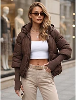 Dámská zimní prošívaná bunda s kapucí, hnědá, FashionStreet TY5895