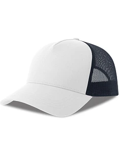 Atlantis Headwear Rapper Cotton-S 5-panelová truckerová čiapka 33.0260 biela/námornícka modrá